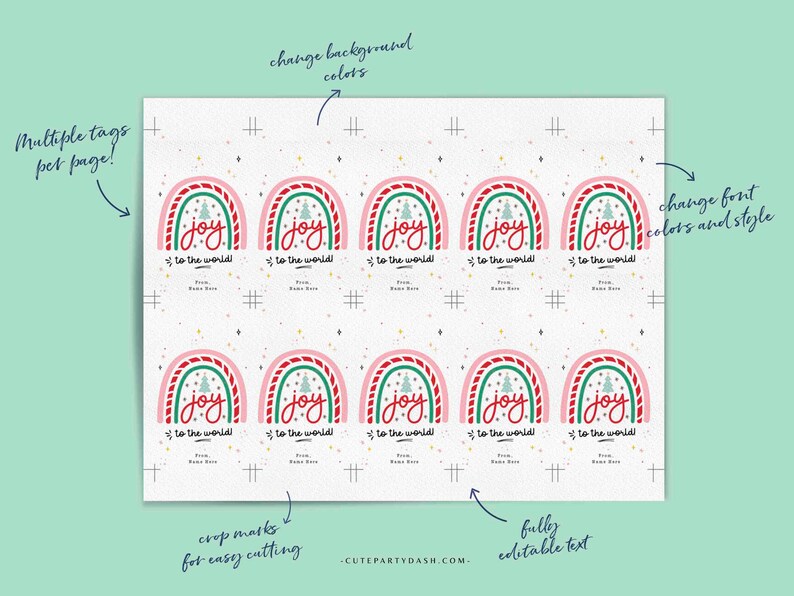 Joy to the World Christmas Gift Tag Printable INSTANT DOWNLOAD Editable Merry Christmas Happy Holidays Party Employee Company Staff Teacher