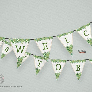 EDITABLE Dinosaur Baby Shower greenery banner INSTANT DOWNLOAD