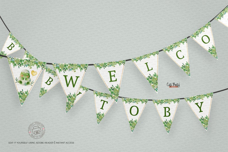EDITABLE Dinosaur Baby Shower greenery banner INSTANT DOWNLOAD