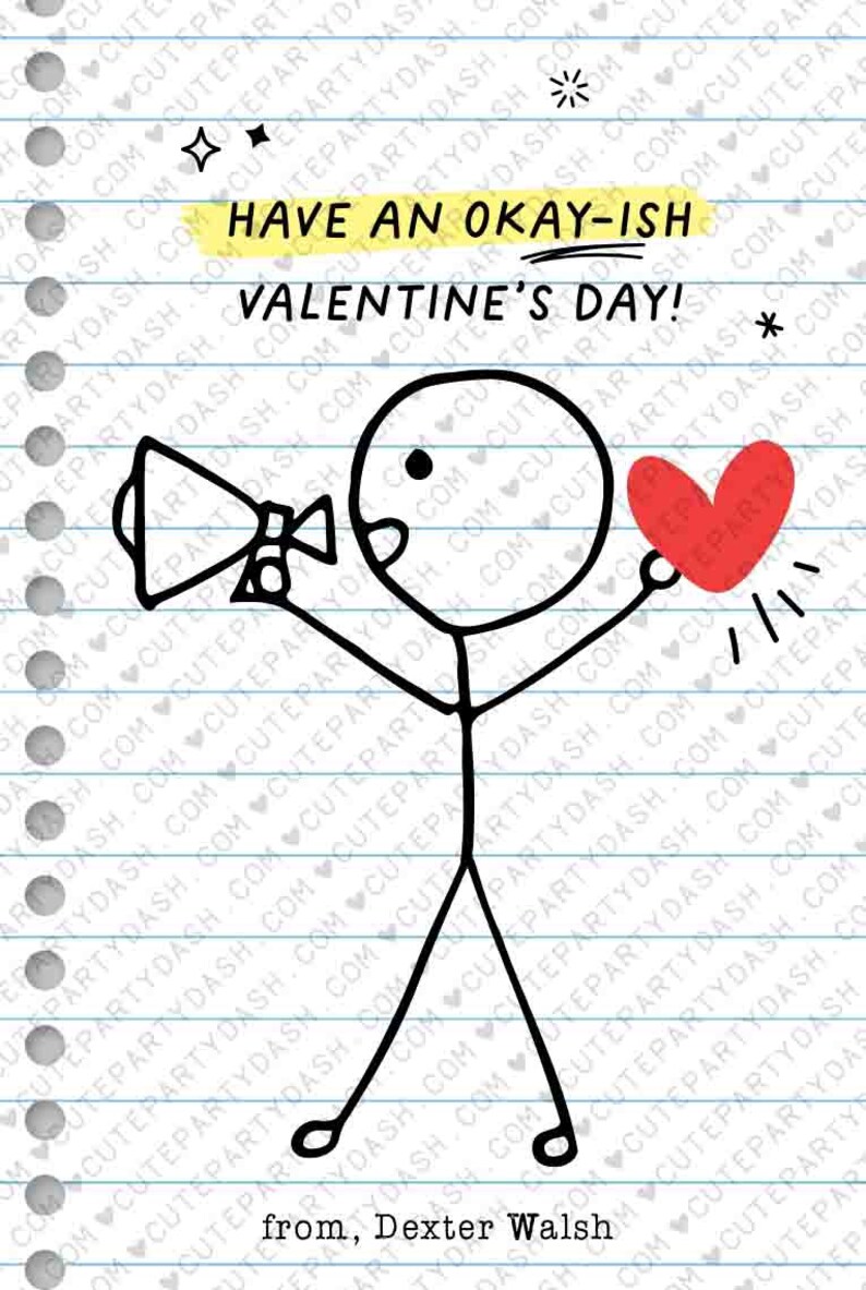 Funny Stick Figure Valentine's Day Cards: Editable Classroom Tags (Digital Download) image 3