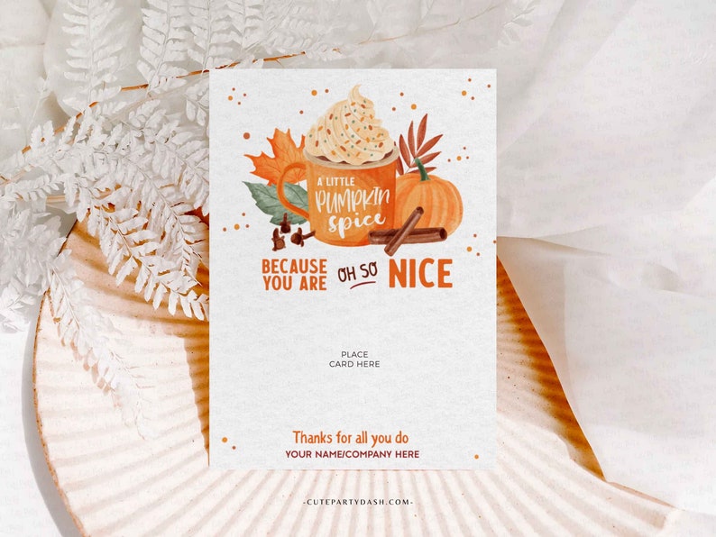 Pumpkin Spice Coffee Gift Card Holder: Editable Thank You Template (Instant Download) image 2