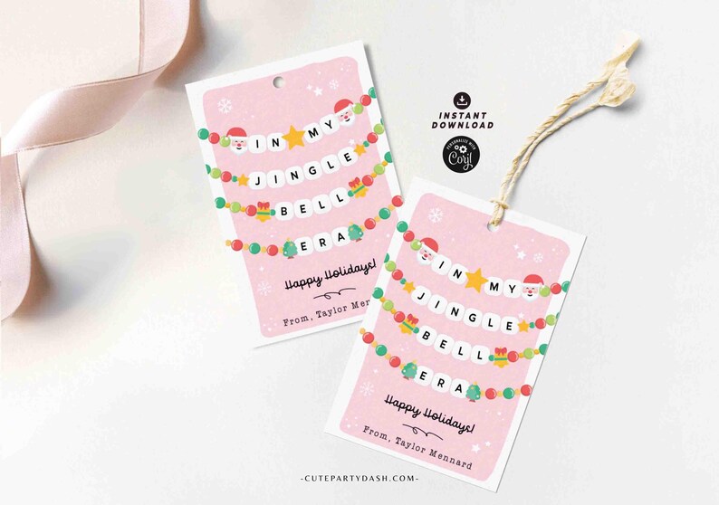 In My Christmas Era Gift Tag Printable INSTANT DOWNLOAD In My Jingle Bell Era Christmas Friendship Bracelet Unique Trendy Holiday Tag for