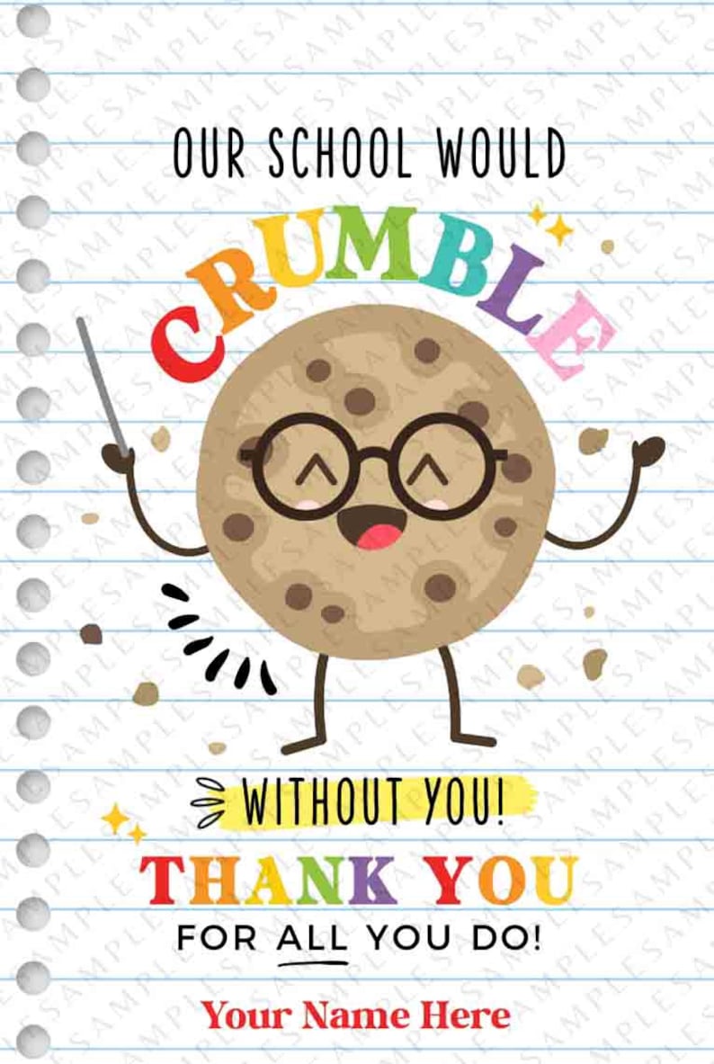 Editable Cookie Gift Tag, Chip Chip Hooray Employee Appreciation thank you, Teacher Staff School pto pta Appreciation Week