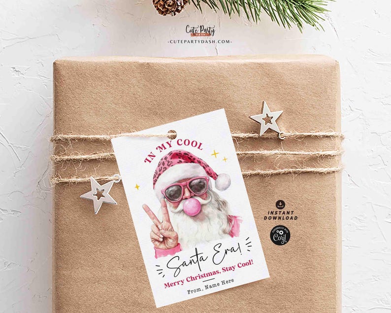 In My Christmas Era Trendy Gift Tag Printable INSTANT DOWNLOAD In My Cool Santa Era Christmas Gift Tag – Trendy Holiday Tag for Fun Gifting