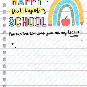 Editable Happy First Day of School Rainbow Gift Card Holder Welcome Back to School Teacher Gift card School Supplies Card INSTANT DOWNLOAD