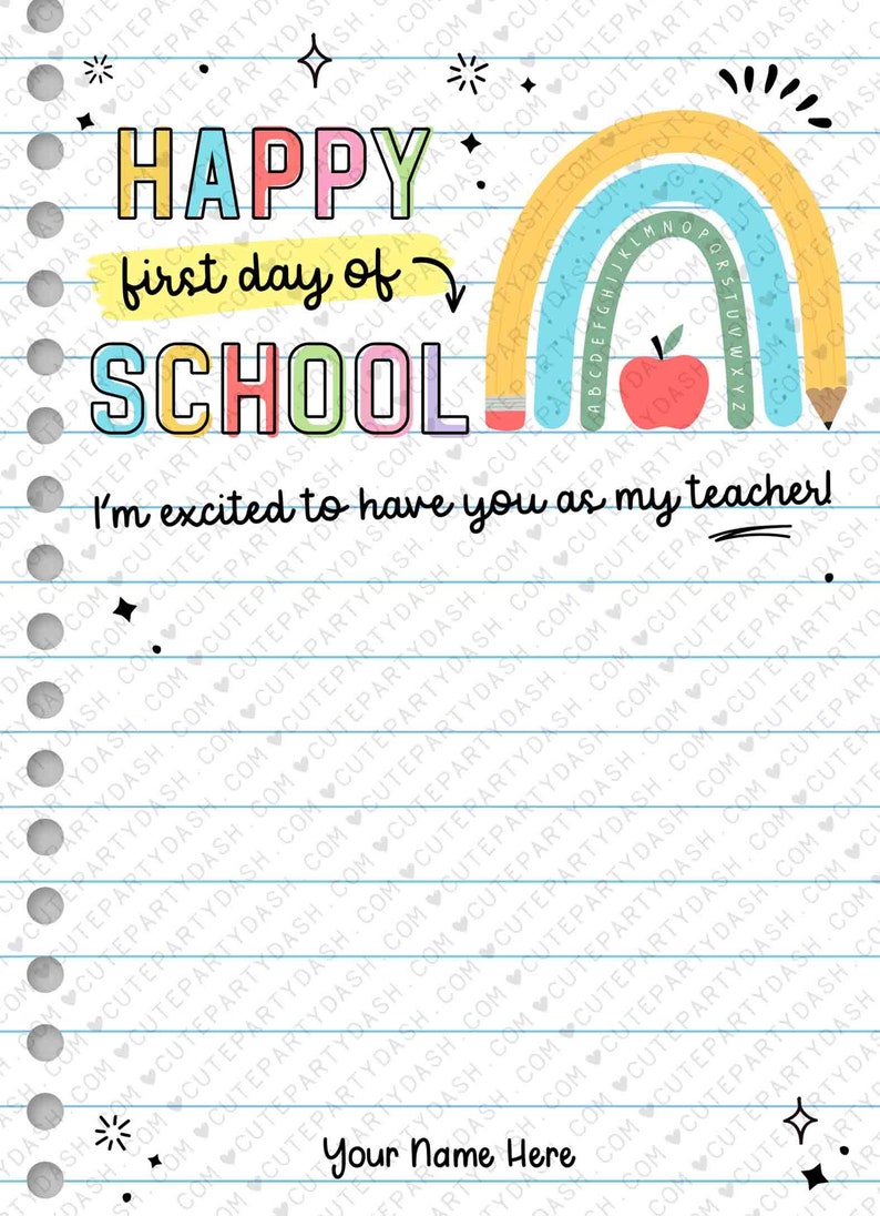 Editable Happy First Day of School Rainbow Gift Card Holder Welcome Back to School Teacher Gift card School Supplies Card INSTANT DOWNLOAD