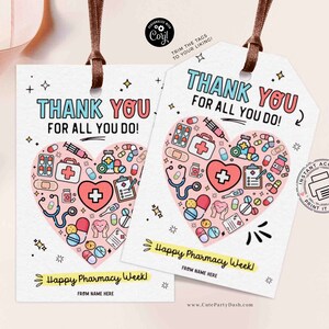 Pharmacy Week Appreciation Gift Tag INSTANT DOWNLOAD Printable RX Pharmacy Tech Thank You Gift Tag Editable Gift for Pharmacist appreciation
