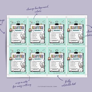 Easter Wishes Gift Tag Printable INSTANT DOWNLOAD Editable Easter Reminders Treat Tag Greetings Happy Easter gift for Staff Employee Team