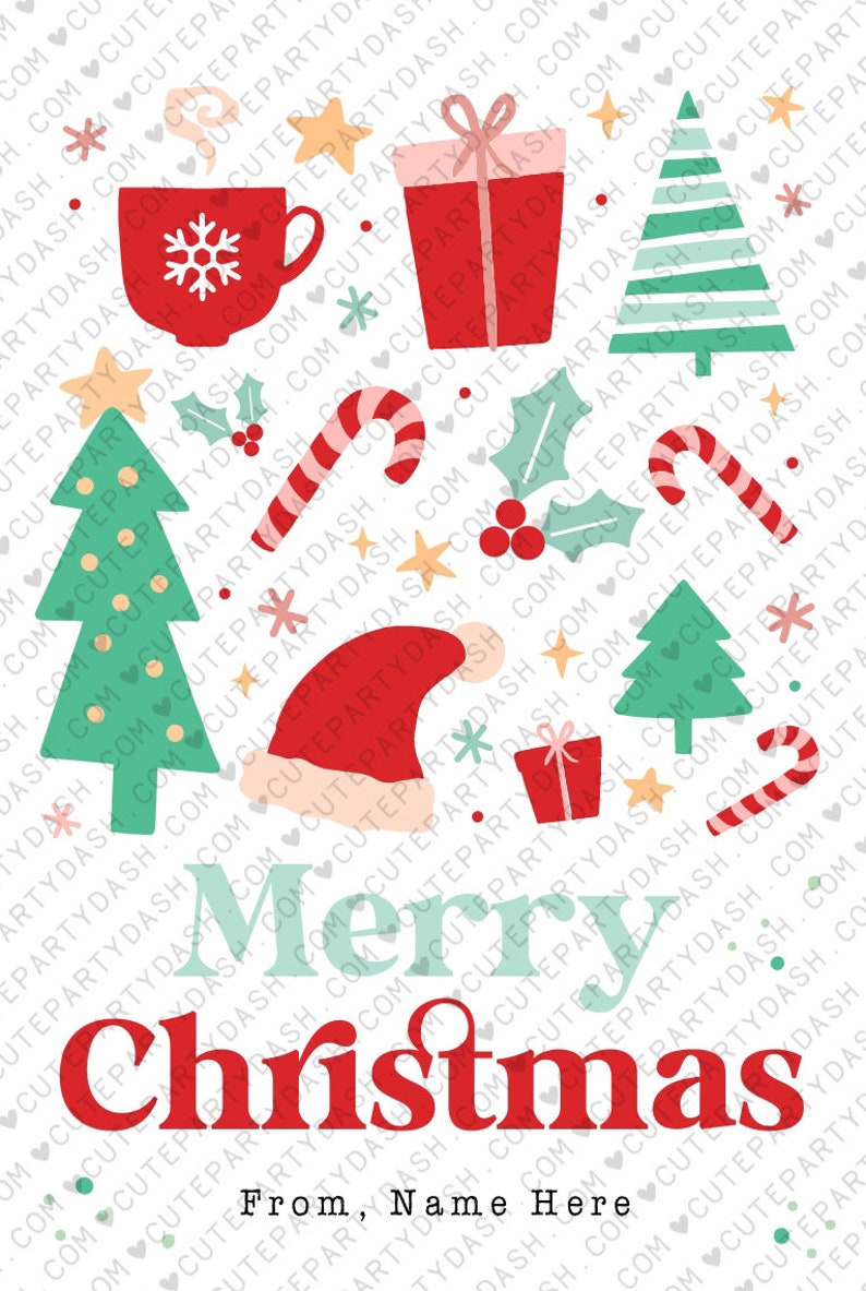 Editable Merry Christmas gift tags printable INSTANT DOWNLOAD Editable Retro Happy Holidays gift Tag Minimal Merry Christmas gift for