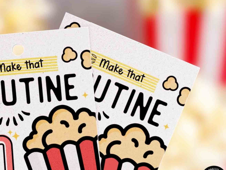 Editable Cheerleader good luck popcorn tag, Cheer Dance Squad Good Luck Tag, Team, Printable Make that routine POP tag INSTANT DOWNLOAD