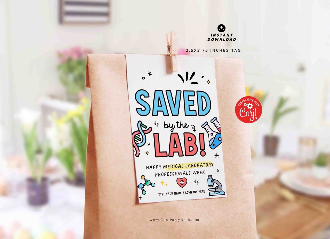 Lab Week Bags Lab Week Gift Tags: Editable Medical Appreciation (instant Download ...