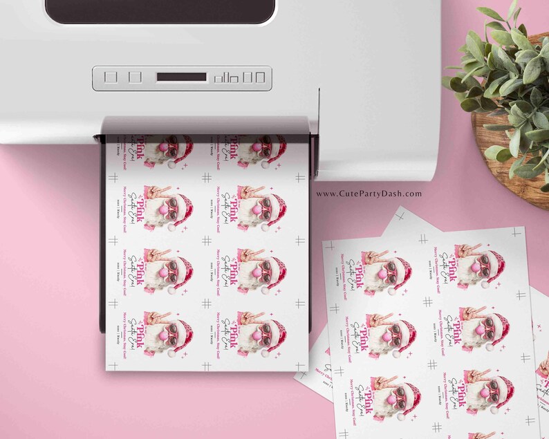 In My Pink Santa Era Christmas Gift Tag Printable INSTANT DOWNLOAD Trendy Retro Christmas Gift Tag –  Cool Santa Holiday Tag for Fun Gifting