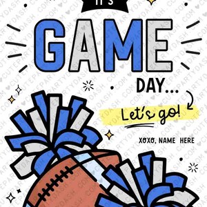 Football Game Day Gift Tag: Blue & Silver Treat (instant Download) - Etsy