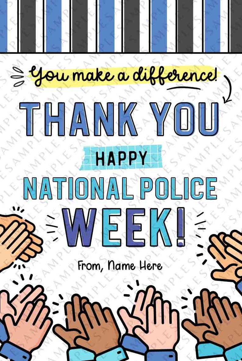Police Week Gift Tag Printable Police Appreciation Card Editable Police officer Law enforcement thank you gift tag INSTANT DOWNLOAD