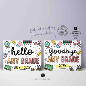 Editable First day of School Sign Bundle Printable INSTANT DOWNLOAD, EDITABLE First Day & Last Day Back to school Sign Set Chalkboard