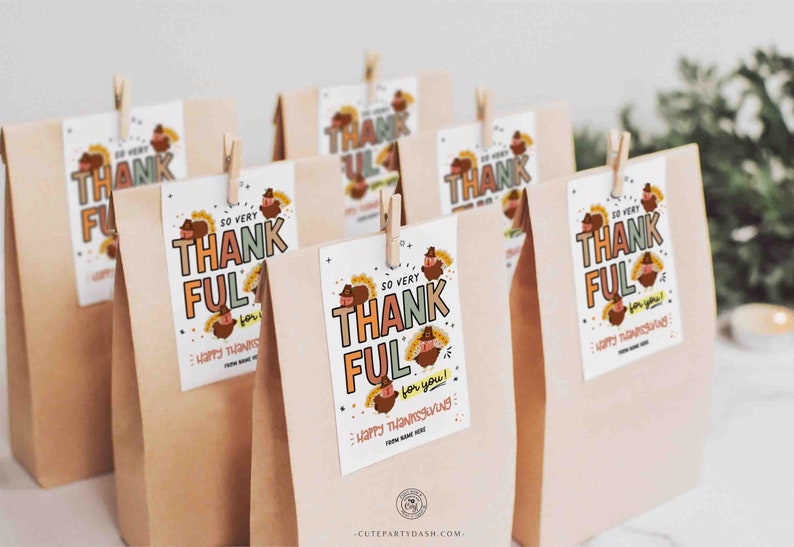 Thankful for You Gift Tag Printable INSTANT DOWNLOAD Thanksgiving gift Tag EDITABLE Fall Appreciation Thankful School gift for Teacher