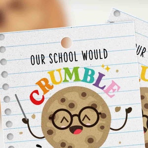 Editable Cookie Gift Tag, Chip Chip Hooray Employee Appreciation thank you, Teacher Staff School pto pta Appreciation Week