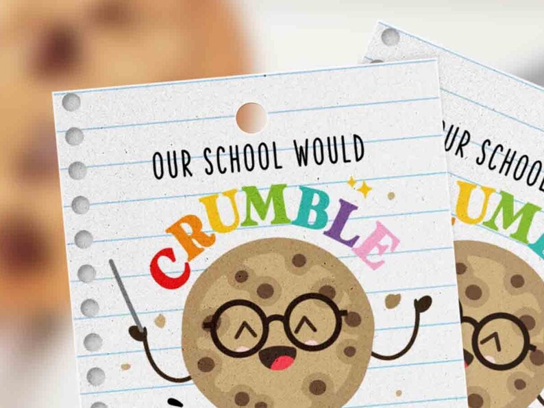 Editable Cookie Gift Tag, Chip Chip Hooray Employee Appreciation thank you, Teacher Staff School pto pta Appreciation Week
