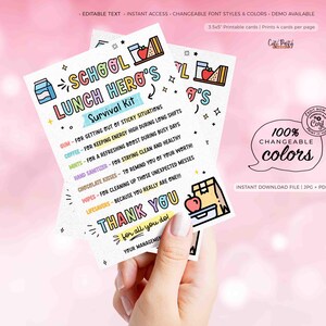 School Lunch Hero Survival Kit Tag: Editable Gift (Digital Download) image 2