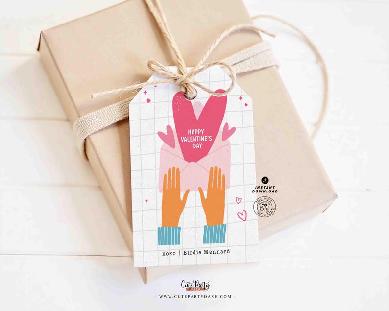 Happy Valentine's Day Classroom Valentine Kids Tag Printable INSTANT DOWNLOAD Teacher Valentines Gift Co worker Team  EDITABLE gift tag