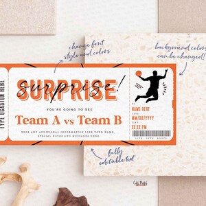 EDITABLE Basketball Game Ticket Template, Ticket Gift idea, Printable Surprise Basketball Match Gift Voucher Certificate INSTANT DOWNLOAD