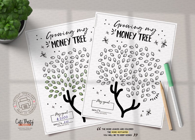 Savings Tree Examples Money Tree Savings Tracker: Printable Goal Chart (instant Download) - Etsy