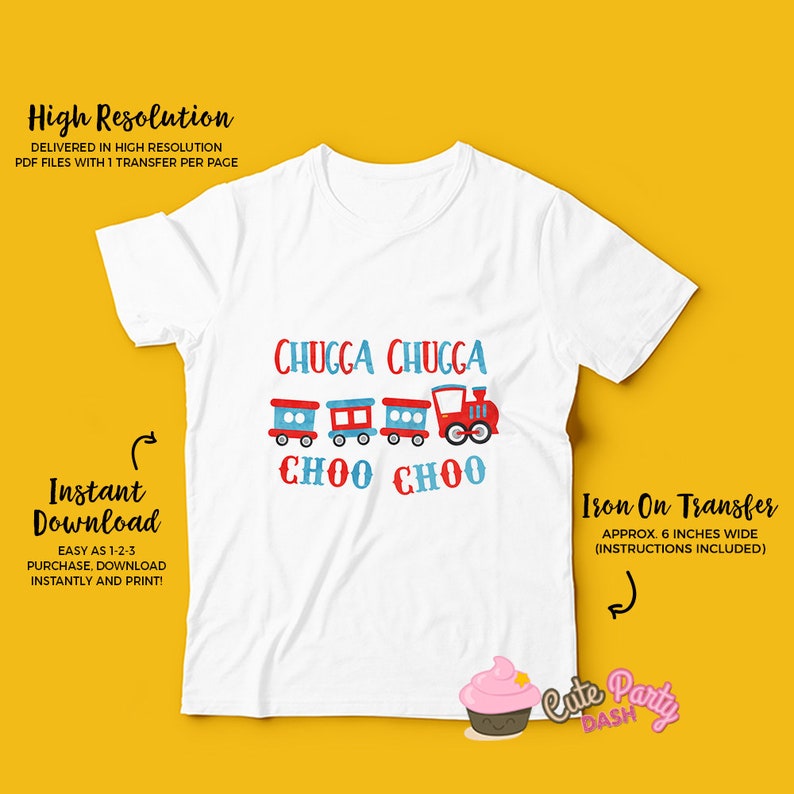 EDITABLE Chugga Chugga Choo choo Train Birthday Party t-shirt decal