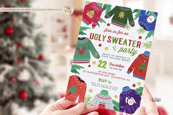 Ugly Sweater Party Invitation: Editable Christmas Invite (Digital Download)