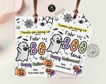 Editable Fab-Boo-Lous Halloween Gift Tag (Instant Download)