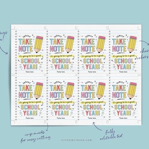 Back to School Gift Tags Take Note Editable Pen Marker Gift for Teacher ...