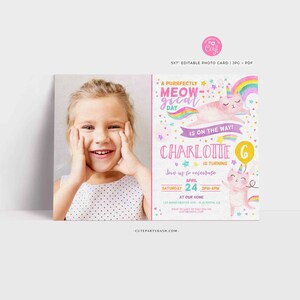 INSTANT DOWNLOAD, Caticorn Birthday Party Photo Invitation, Cat Unicorn ...