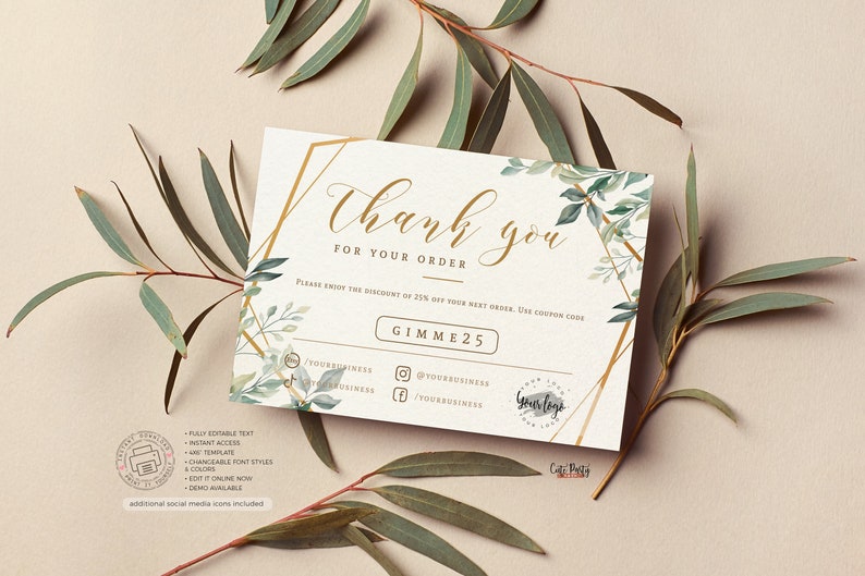 INSTANT DOWNLOAD Printable Greenery Business Templates Bundle - Etsy