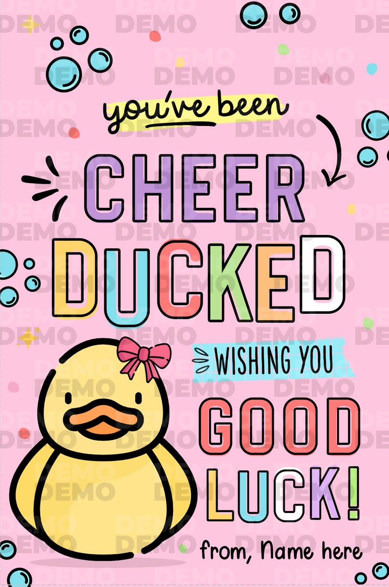 Editable You've been Cheer Ducked Tag, Cheerleader good luck treat tag, Cheer Team Printable Duck Tag, Cheer Gift ideas INSTANT DOWNLOAD