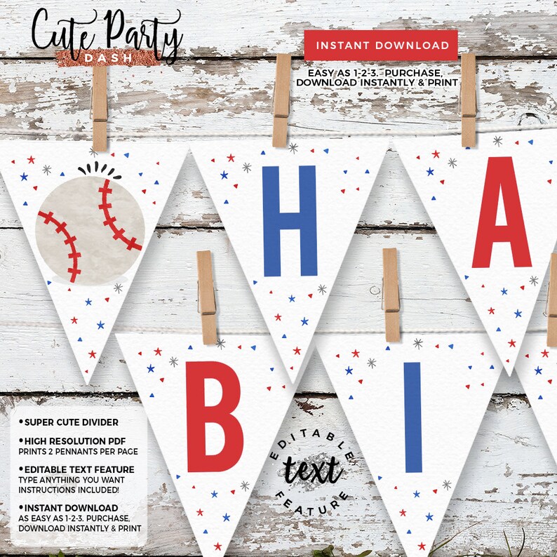 Baseball Birthday Party Wall banner