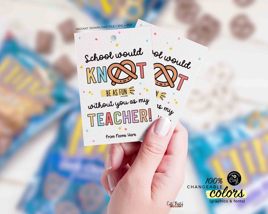 Editable Pretzel Teacher Appreciation Treat Tag Printable - Etsy