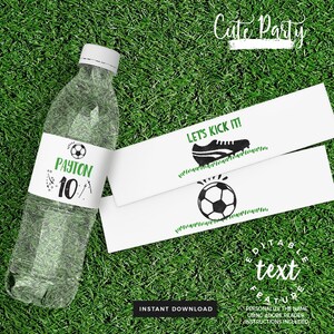 INSTANT DOWNLOAD, Editable Soccer Birthday water bottle labels