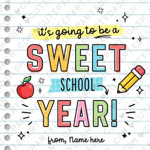 A Sweet Year Welcome Back To School Gift Tag EDITABLE First Day of School Printable Cookies Gift Tag Label Sticker Teacher INSTANT DOWNLOAD