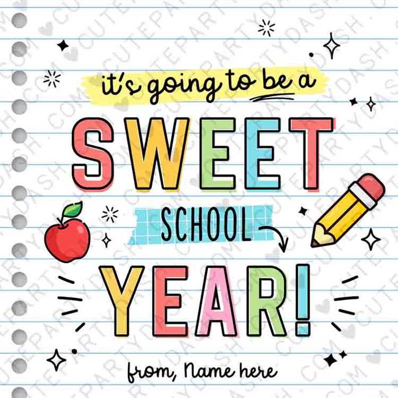 A Sweet Year Welcome Back To School Gift Tag EDITABLE First Day of School Printable Cookies Gift Tag Label Sticker Teacher INSTANT DOWNLOAD