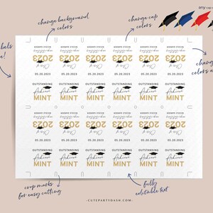 INSTANT DOWNLOAD Graduation Favors for guest 2023 Editable Senior Class of 2023 Graduation Party Mint Favors idea Candy High School Grad 420