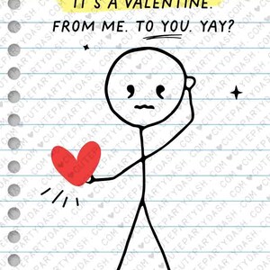 Funny Kids Valentine's Day Cards Printable INSTANT DOWNLOAD Classroom Kids School Tag Happy Valentine's EDITABLE Stick Figure Humor Card