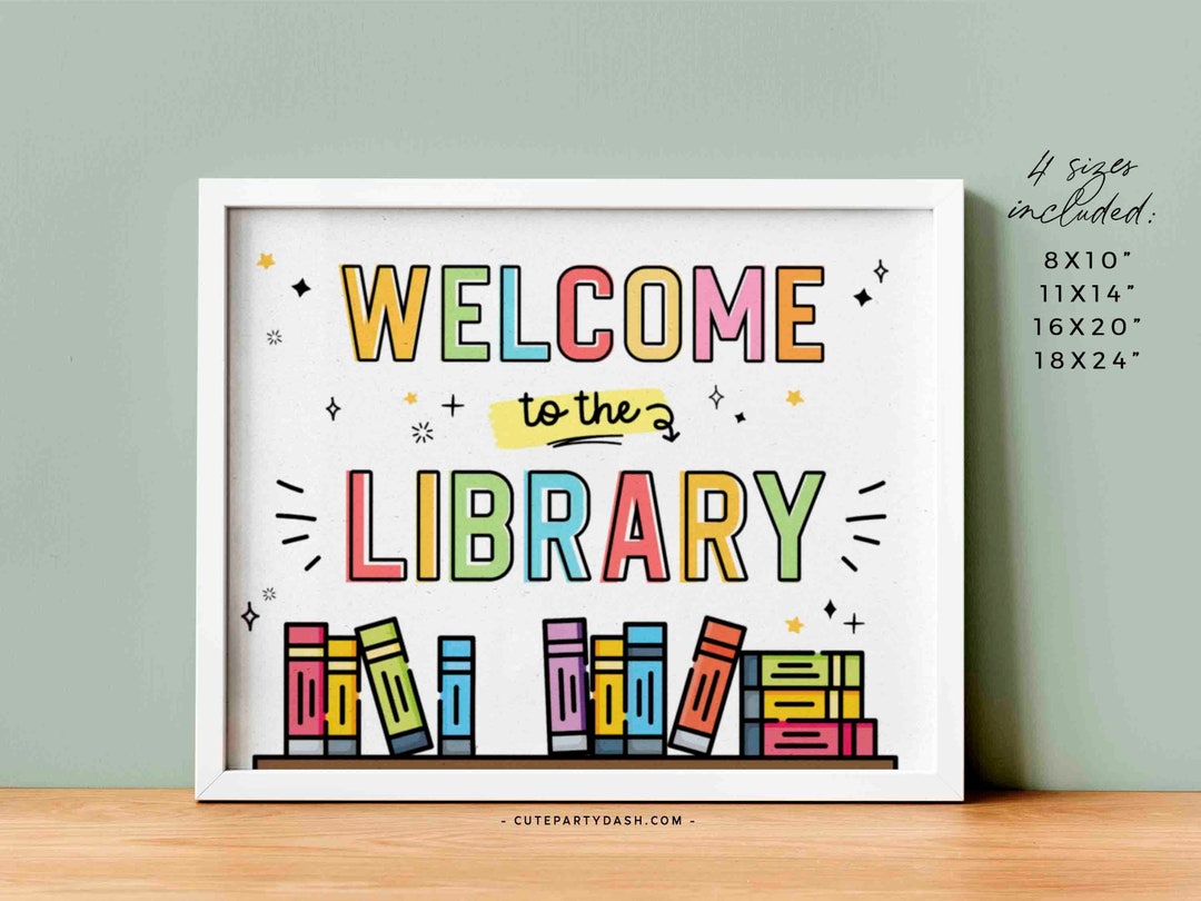 Printable Welcome to the Library School Sign INSTANT DOWNLOAD Back to ...