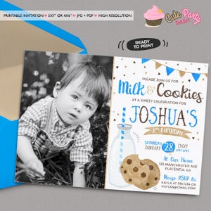 INSTANT DOWNLOAD, EDITABLE Milk and Cookies Food card, Milk & Cookies Birthday buffet label place card Boys Milk and cookies party, 202 image 3