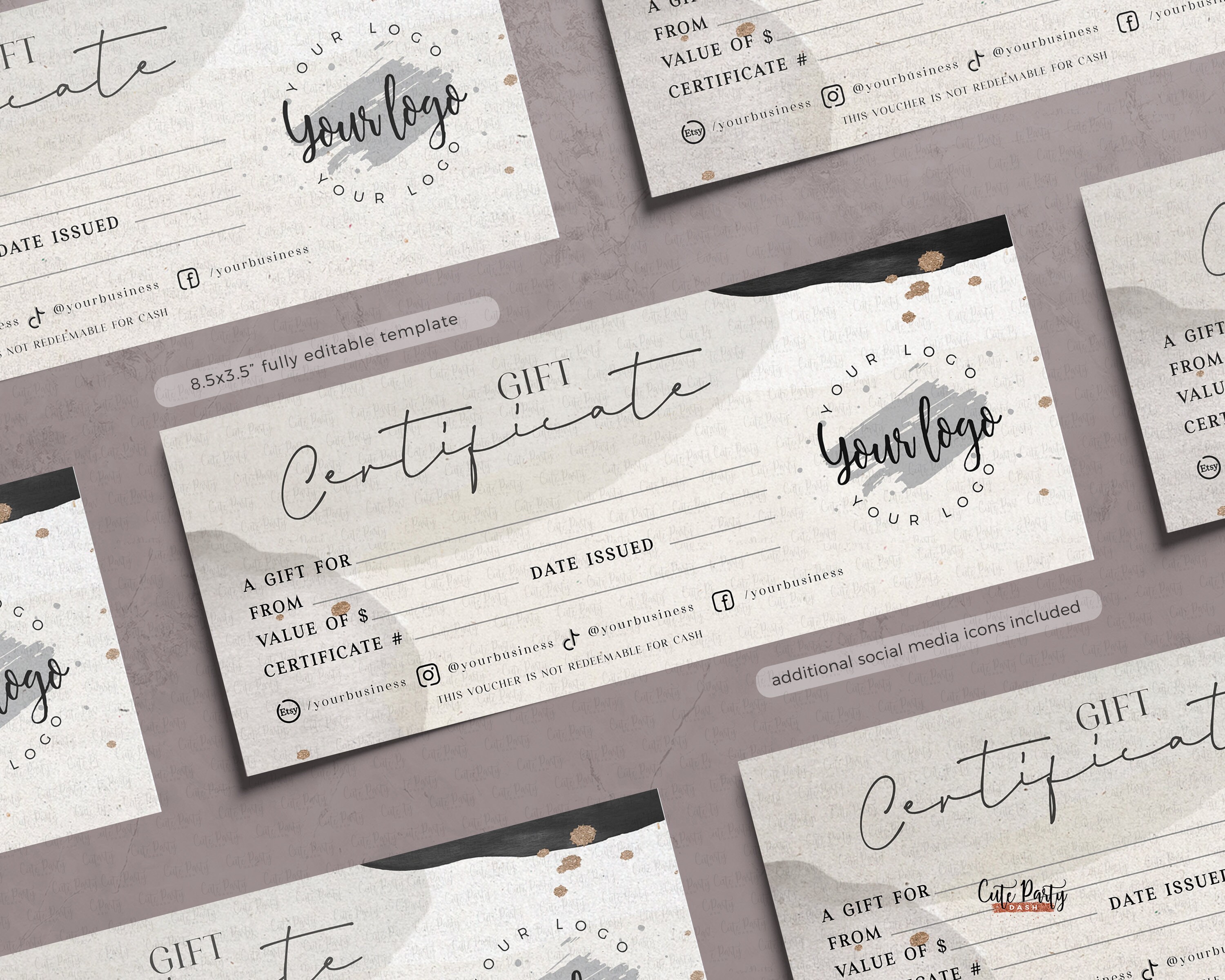 Modern Gift Certificate editable template INSTANT DOWNLOAD | Etsy