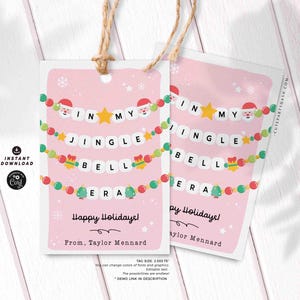 In My Christmas Era Gift Tag Printable INSTANT DOWNLOAD In My Jingle Bell Era Christmas Friendship Bracelet Unique Trendy Holiday Tag for