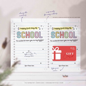 Happy First Day of School Gift Card Holder Editable Welcome Back to School Teacher Gift card School Supplies Card INSTANT DOWNLOAD