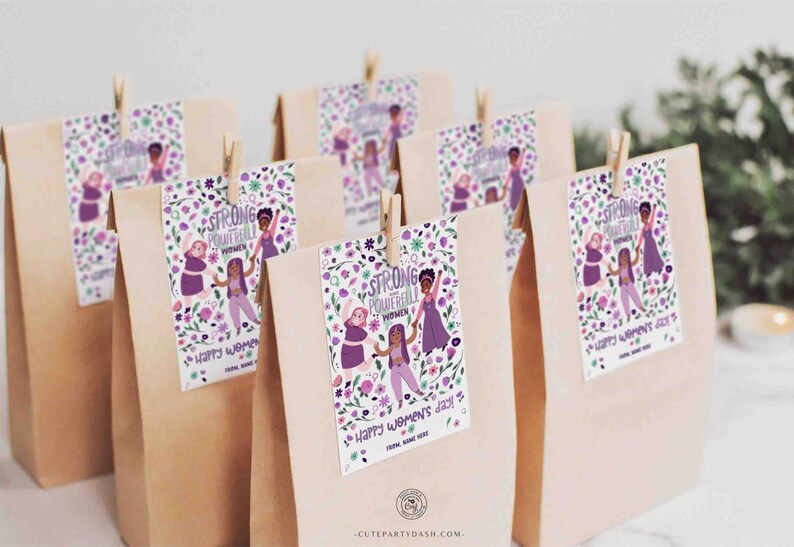 International Women's Day gift Tag Printable INSTANT DOWNLOAD Editable Happy Womens Day Printable Card Gift ideas March 8 cookie tags