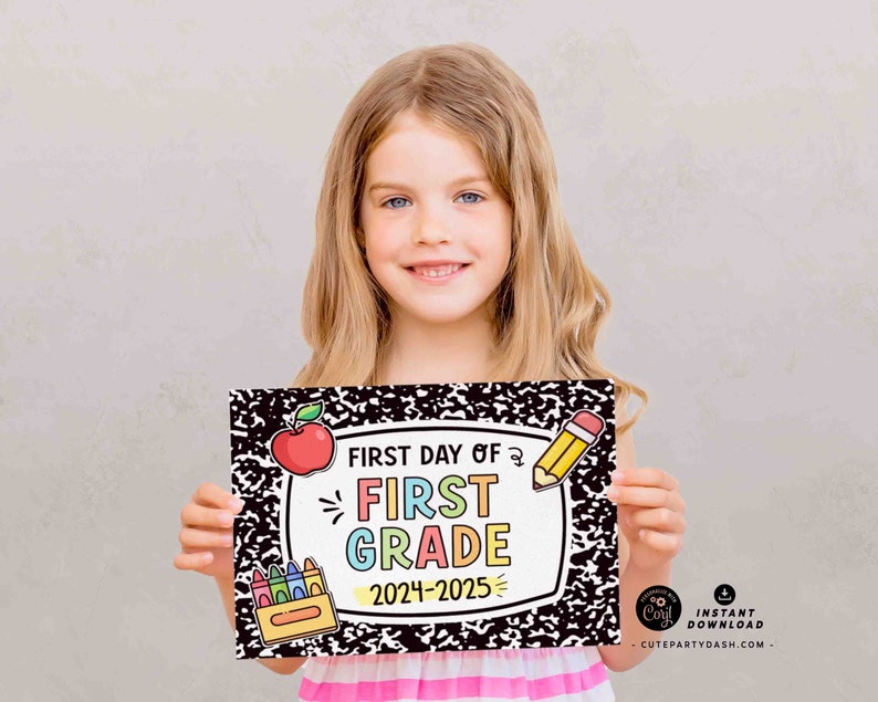 Editable First day of 1st Grade Sign Bundle Printable INSTANT DOWNLOAD, EDITABLE First Day & Last Day Back to school Sign Set Chalkboard