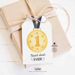 Melhor pai de todos os tempos - etiquetas de presente - DOWNLOAD INSTANTÂNEO - Cartão de feliz dia dos pais editável para impressão, presente de filhos, filhos, filhas, esposas, presente para o pai #1 Pai