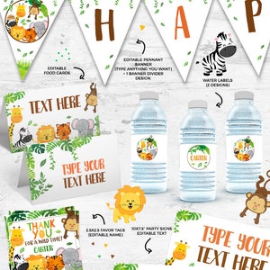 Safari Baby Shower invitations Jungle animals DIY printable Cute Safari co-ed couples shower invitations image 4