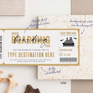 Cruise Boarding Pass Vacation Ticket Gift Voucher, Editable Gift Ticket Template, Surprise Cruise Trip gift ticket, INSTANT DOWNLOAD